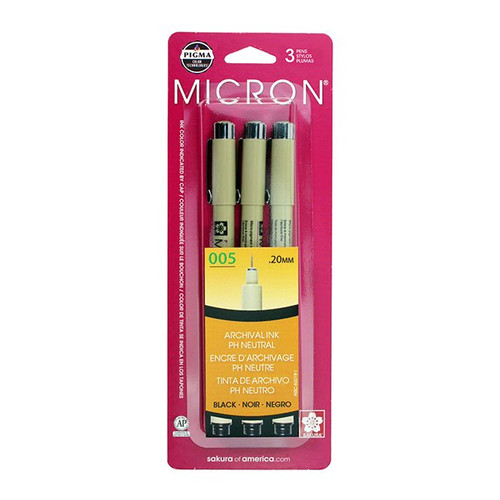 An Image of Sakura Pigma Assorted Size Black Brush Pens, Set of 3