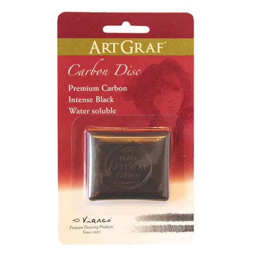 An image of a Viarco ArtGraf Water-Soluble Carbon Tailor Disc carded.
