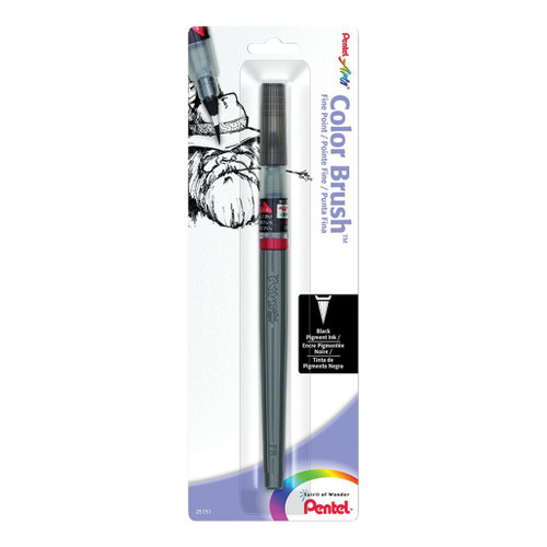 An image of a Pentel Color Brush, Fine Point, Pigment Ink, Black.